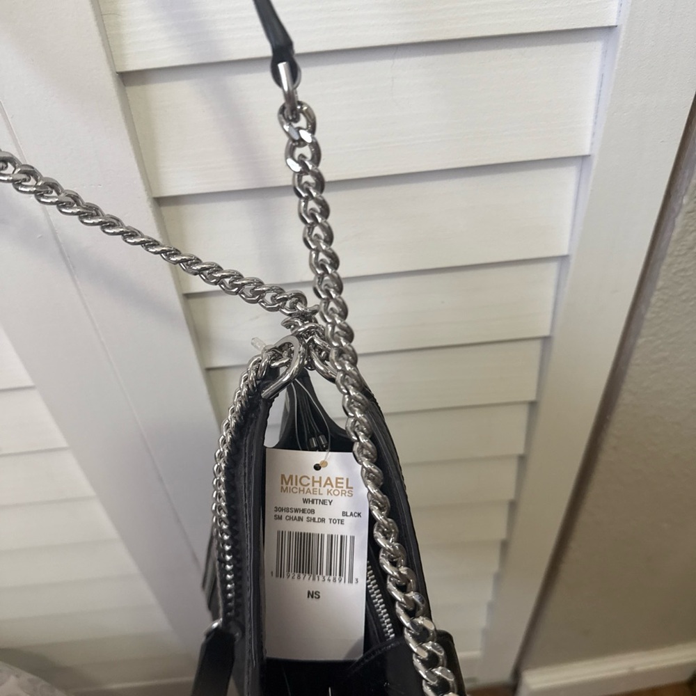 Michael Kors Black Handbag with Silver Chain
